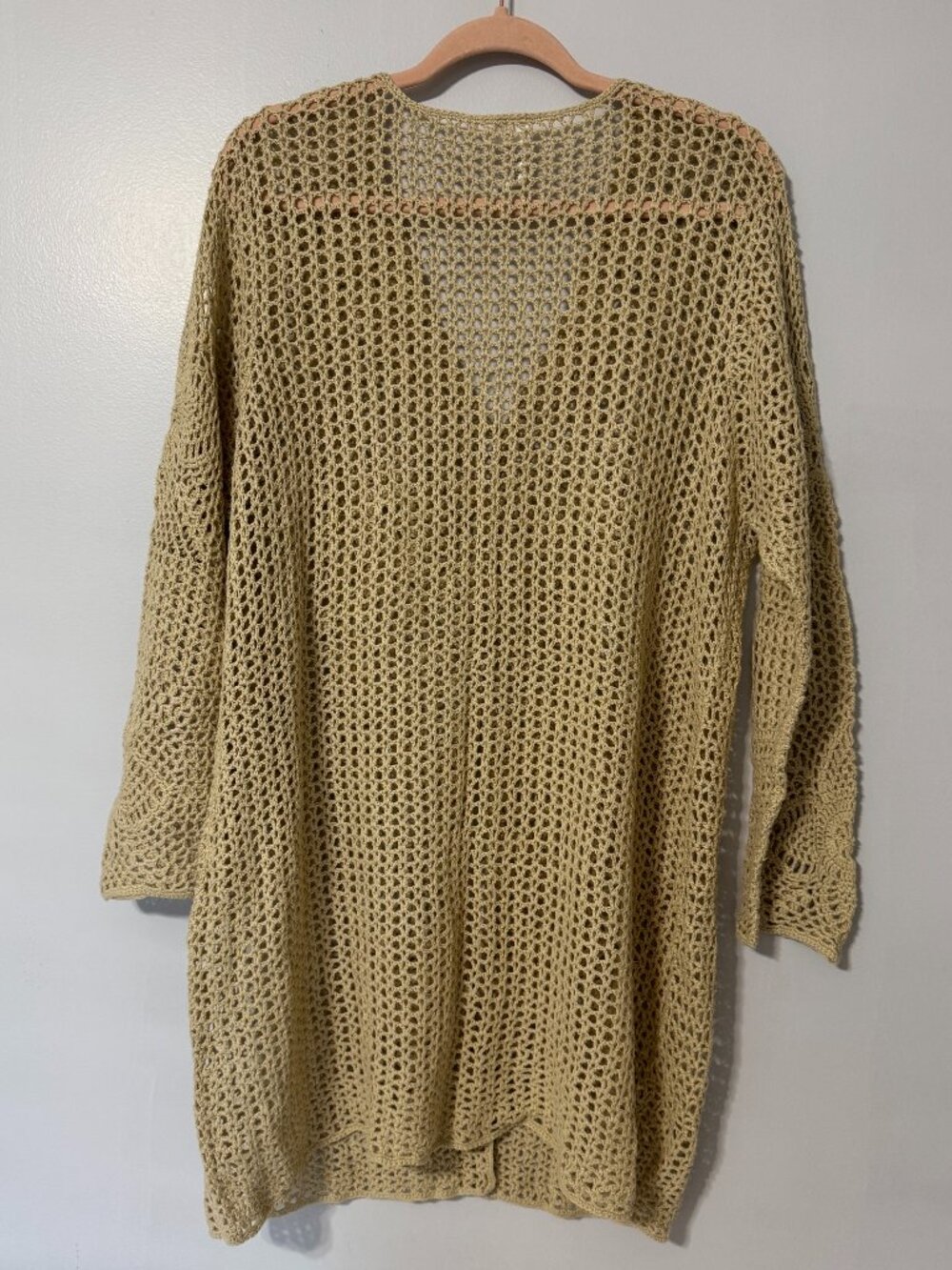 HANDMADE Crocheted Beige Duster Jacket - Picture 2 of 6